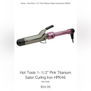 🌸 Hot Tools 1-1/2" Pink Titanium Salon Curling Iron HPK46
Hot Tools🌸#TOOLS